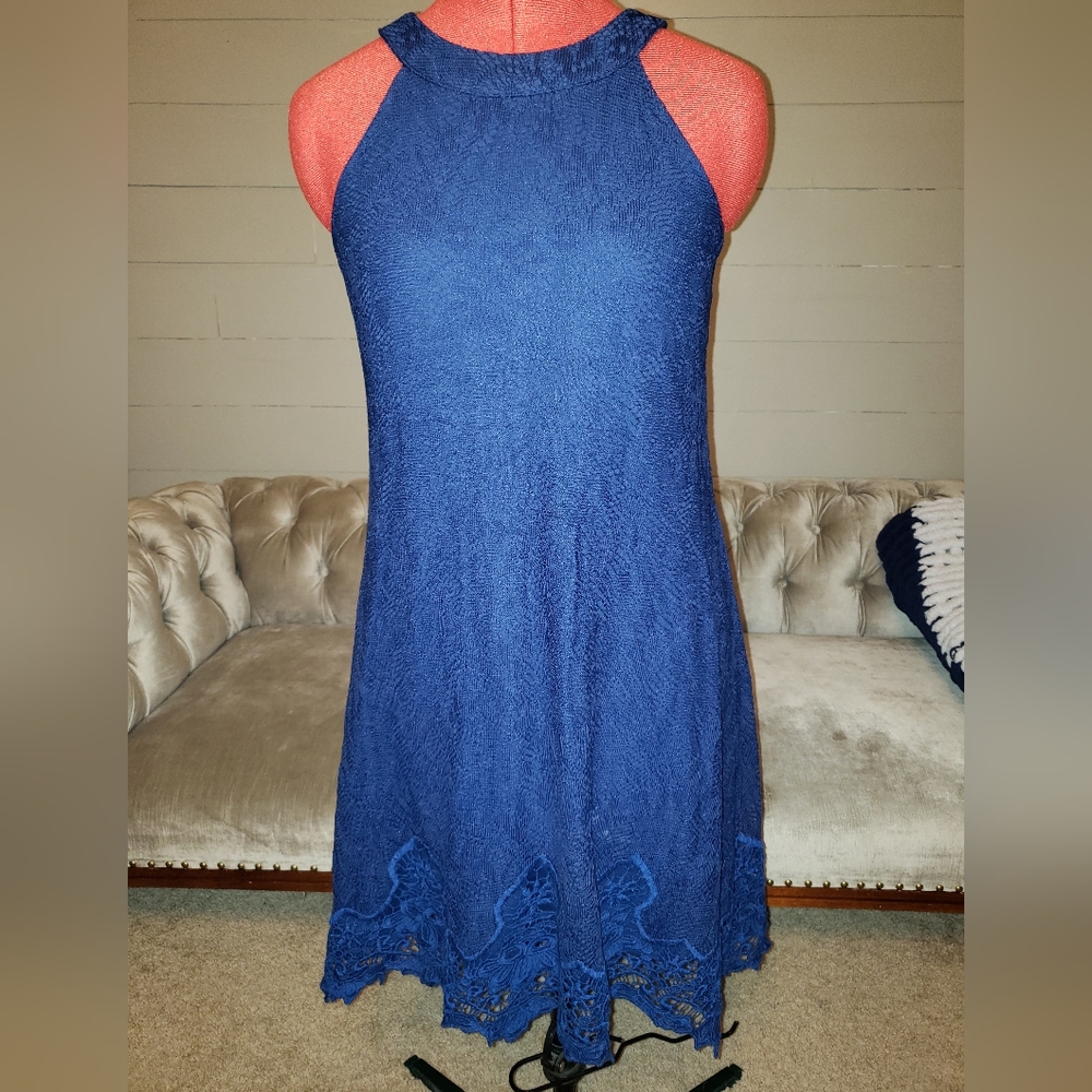 Halter dress with lace detail